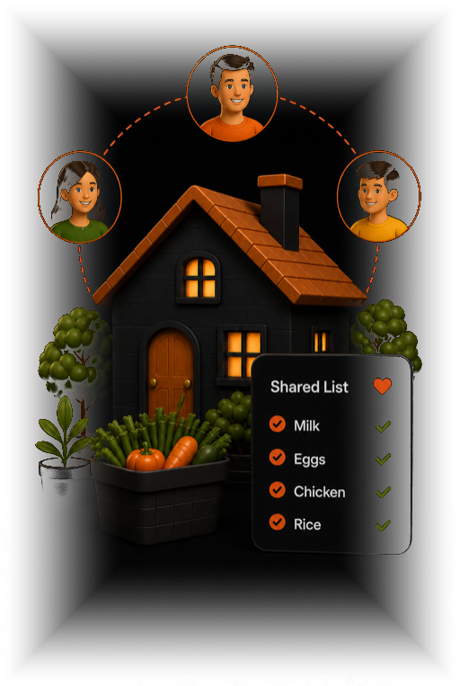 A household sharing one grocery list in Stokit
